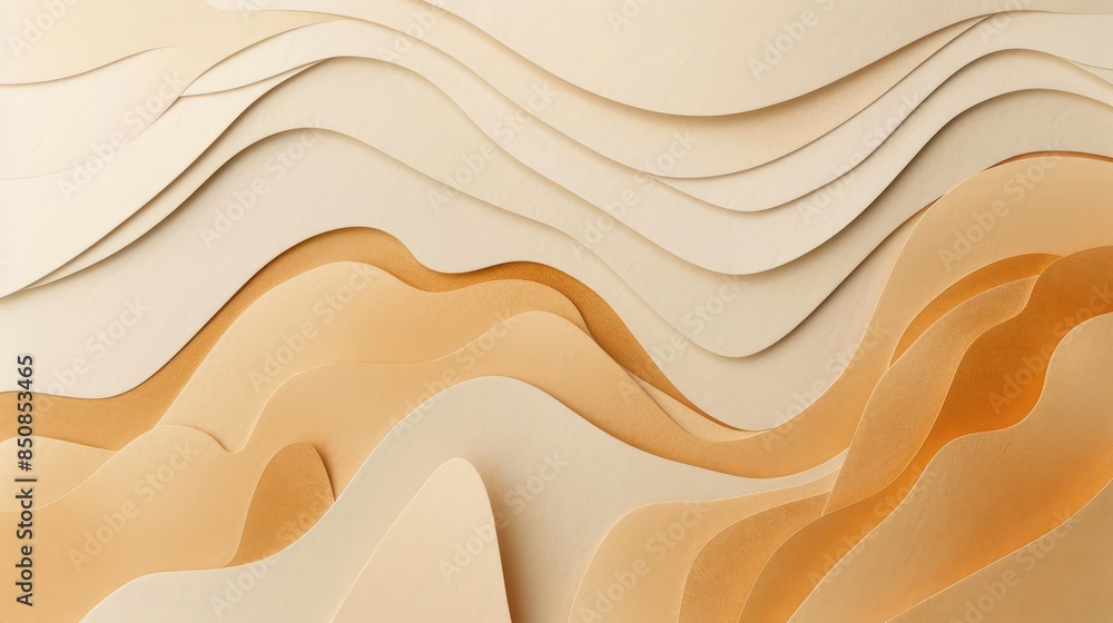 Aufkleber earthy geometric harmony minimal composition of layered paper cut shapes in warm beige and brown ton
