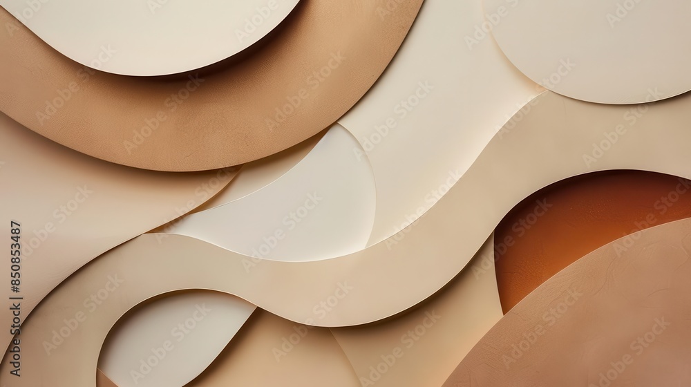 Aufkleber earthy geometric harmony minimal composition of layered paper cut shapes in warm beige and brown ton