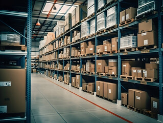 Inside Warehouse Photo, Warehouse industry background with logistic wholesale storehouse, parcel Logistics Warehouse, Warehouse storage