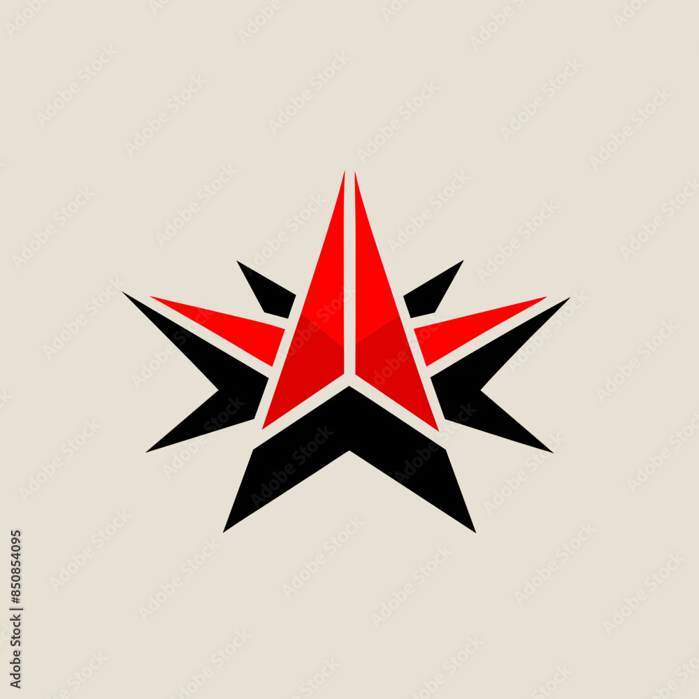 Wall mural 3 stars, red color, minimalist logo, creative simple logo design