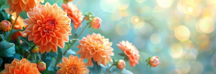 Peach Dahlias Blooming in a Garden on a Summer Day © olegganko
