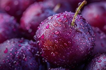 Close-Up of a Dew-Covered Plum