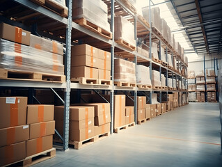 Inside Warehouse Photo, Warehouse industry background with logistic wholesale storehouse, parcel Logistics Warehouse, Warehouse storage