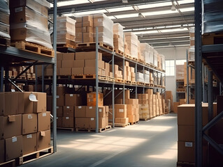 Inside Warehouse Photo, Warehouse industry background with logistic wholesale storehouse, parcel Logistics Warehouse, Warehouse storage