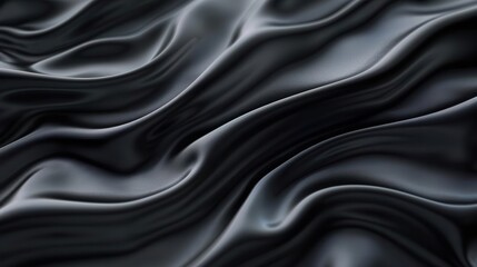 Obraz premium elegant black silk fabric with smooth wavy patterns abstract 4k textures wallpaper background