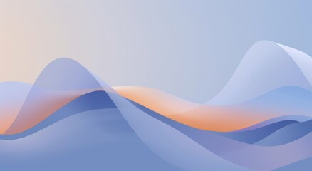 Modern Abstract Art with Blue Gradient Background and Smooth Curves Featuring Light Purple and Orange Accents. Vector Graphics for Digital Backgrounds and Presentations.

