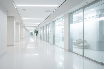 Sleek Modern Office Hallway with Glass Partitions