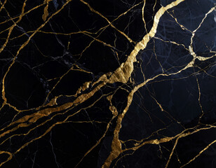 Black marble with golden curly veins, black marble natural pattern for background, abstract black...
