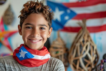 Young Boy With Puerto Rican Flag