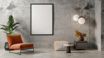 empty poster frame in modern office interior with contemporary furniture professional workspace concept 3d rendering