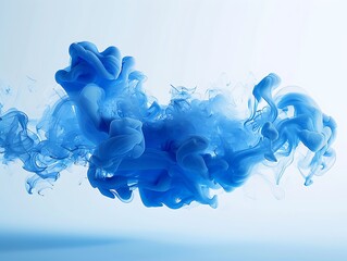 Abstract blue smoke on white background. 