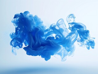 Abstract blue smoke on white background. 
