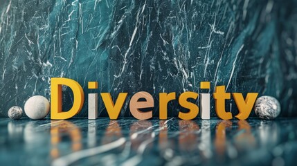 Grey Marble Inclusion and Multiculturalism concept art poster.