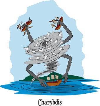Illustration vector isolated of charybdis, greek mythology
