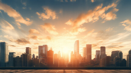 Fototapeta premium Stunning Sunrise Over Modern City Skyline