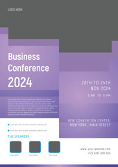 Business conference poster with businessman