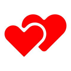 Two joined hearts icon symbol as a symbol of love. Vector illustration