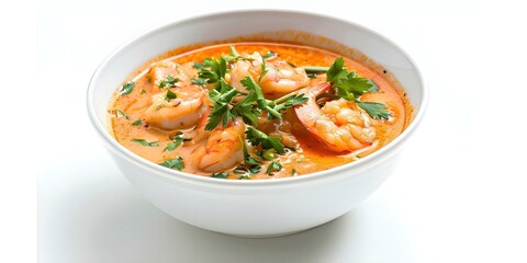 Moqueca Baiana Traditional Brazilian Fish Stew on a White Background. Concept Brazilian Cuisine, Seafood Recipe, Traditional Dish, Food Presentation, White Background