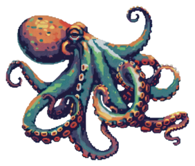 PNG Octopus cut pixel invertebrate reptile animal.