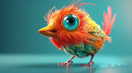 Obraz premium unusual cute bird on a blue background