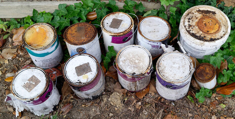 Old paint cans for recycling