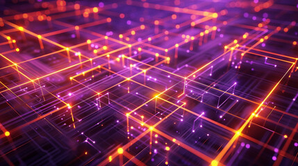 Fototapeta premium Orange and Lavender glowing abstract geometric lines. PowerPoint and Business background.