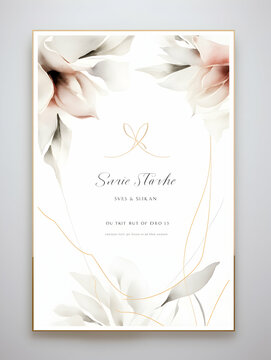 Luxury wedding invitation card Design. Abstract botanical leaf branch contour drawing line art texture template background. Wedding Marriage Card design