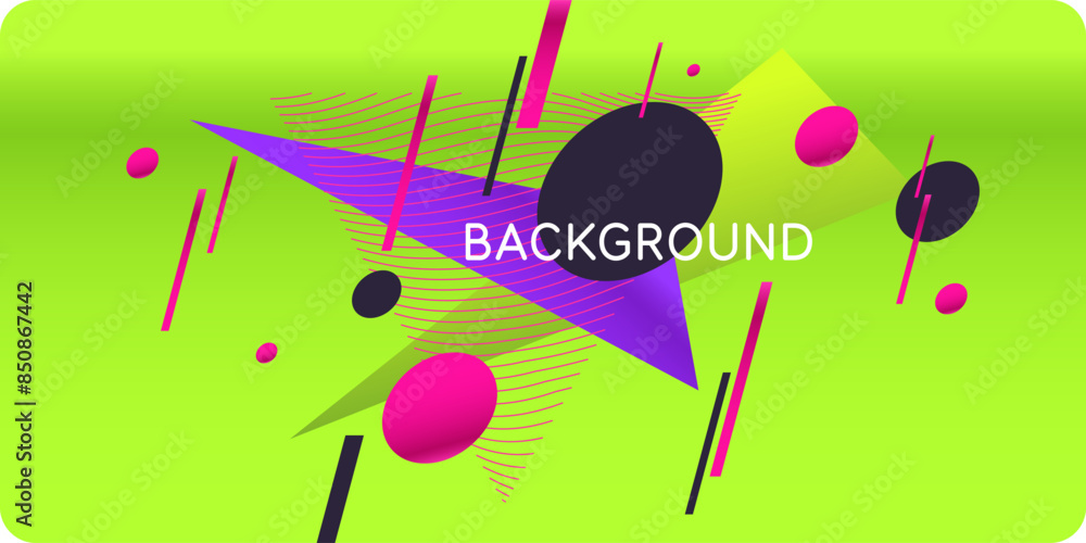 Poster bright attractive abstract background with graphic elements. a composition of shapes and color spots