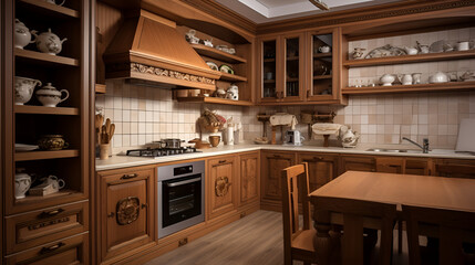 Interior design kitchen set wood style material ,Luxury wooden kitchen interior design ,small kitchen young style Yellow color minimalist 