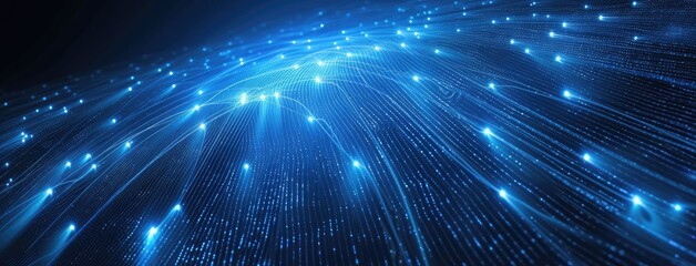 Fototapeta premium Abstract Blue Fiber Optic Lights Technology Background