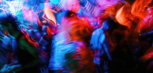 Fototapeta premium Energetic Dance Floor with Vivid Light Streaks
