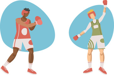 Two boxers in the ring. Sports infographic.