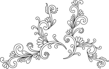 counter pattern floral branch, isolated on white background raster