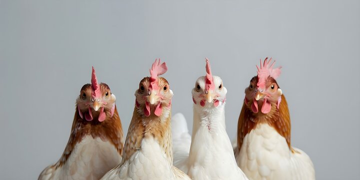 Hens Caring for Domestic Chickens (Gallus gallus domesticus). Concept Chick Care, Poultry Health, Hen Behavior, Nesting, Chicken Breeds