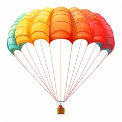 A parachute clipart, sports equipment element, flat design, bright, isolated on white background