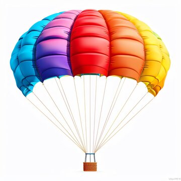 A parachute clipart, sports equipment element, flat design, bright, isolated on white background