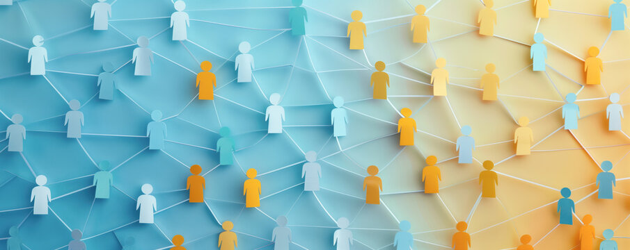 abstract illustration of people icons connected with lines in network