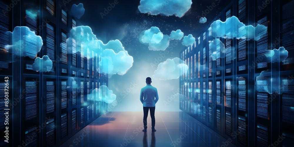 Poster leveraging cloud storage technology for efficient big data management. concept cloud storage technol