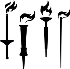 olympic torches silhouette Isolated torch on white background