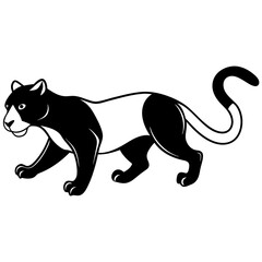 a-black-and-white-panther-animal-running-looking