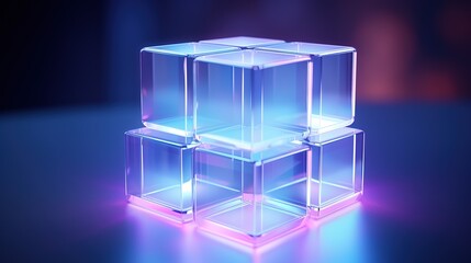 3d holographic abstract cube
