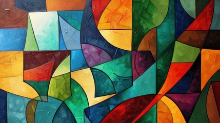 Fototapeta premium Vibrant Abstract Geometric Artwork in Bold Colors