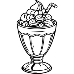 Cartoon line drawing parfait
