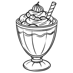 Cartoon line drawing parfait