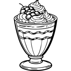 Cartoon line drawing parfait