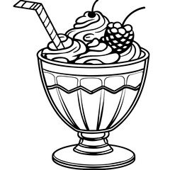 Cartoon line drawing parfait