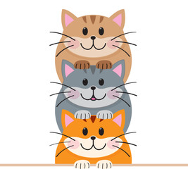 3 PETITS CHATS LES UNS SUR LES AUTRES - ANIMAUX DE COMPAGNIE - ILLUSTRATION VECTORIELLE