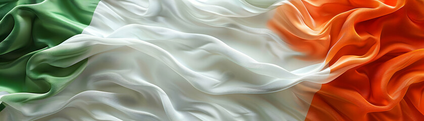 Obraz premium Photo Realistic Saffron White Green Patterns: Abstract Patterns in India s Flag Colors with Copy Space Symbolizing National Identity | Adobe Stock Photo Concept