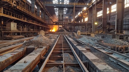 Fototapeta premium Abandoned Factory with Exposed Machinery