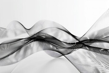 Abstract dynamic lines and curves in black and white, suggesting movement and flow
